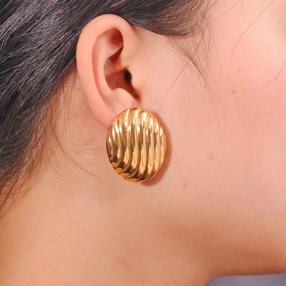 CLIP-ON EARRINGS*18K Gold Plated Oval Round Earrings*Modern Minimalist Chunky*LW